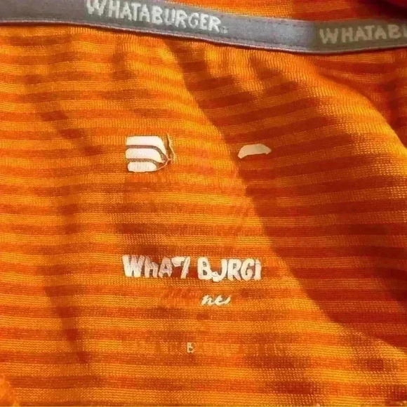 Whataburger Womens Polo Shirt Size Small Orange Striped Uniform Work Wear - Picture 3 of 4